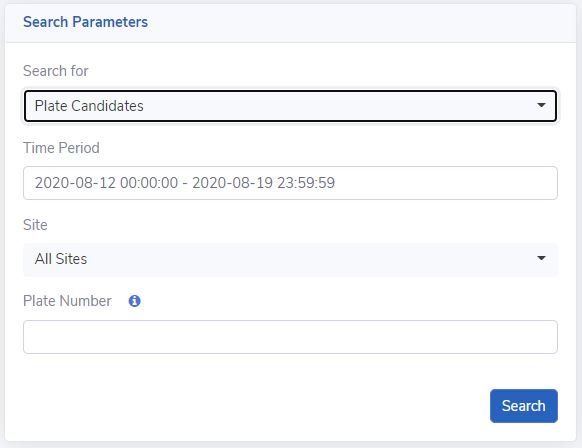 Overview of search parameters for “Plate Candidates” option